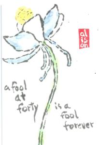 Fool at Forty Columbine Flower Etegami 1.2013-03-16