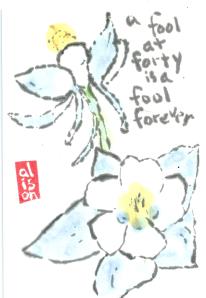 Fool at Forty Columbine Flower Etegami 2.2013-03-16